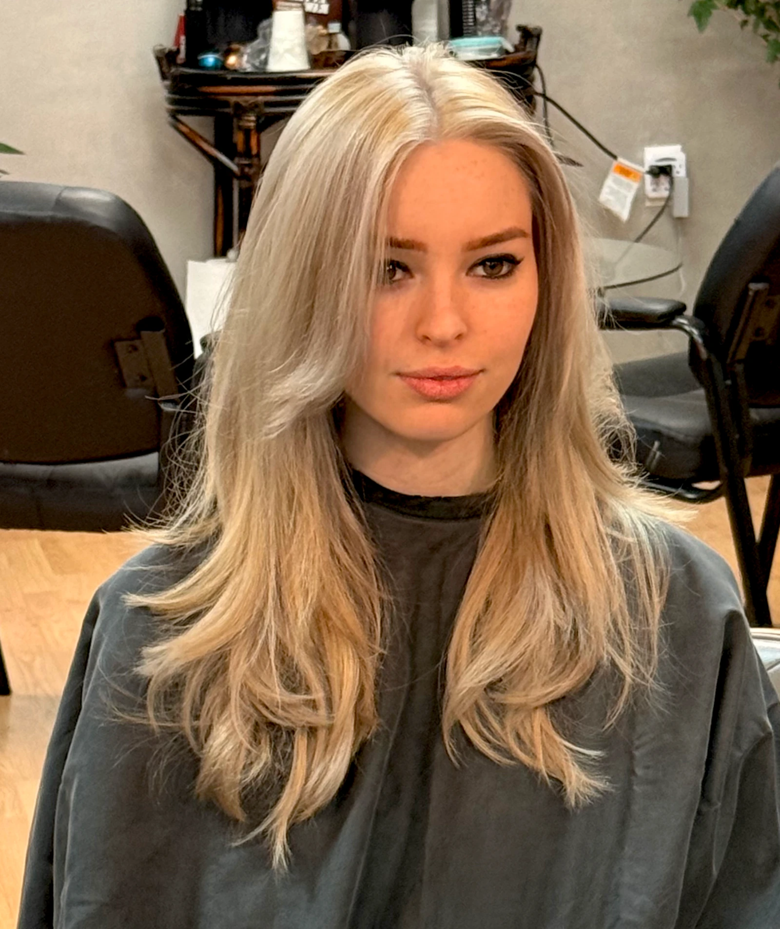 Blonde color result, front view